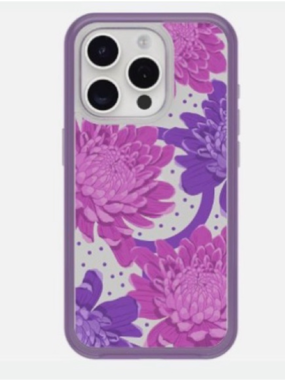 OtterBox Symmetry iPhone 15 Pro MagSafe Case Papercut Flowers Purple